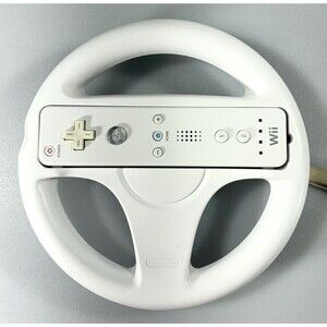 Nintendo Wii White RVL-003 Motion Remote Controller with Steering Wheel Tested